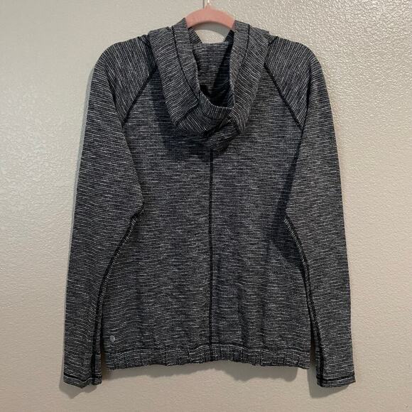 Lululemon Hoodie Womens Size 8 Black White Heathered Hooded Knit Gym Athletic - Picture 9 of 11